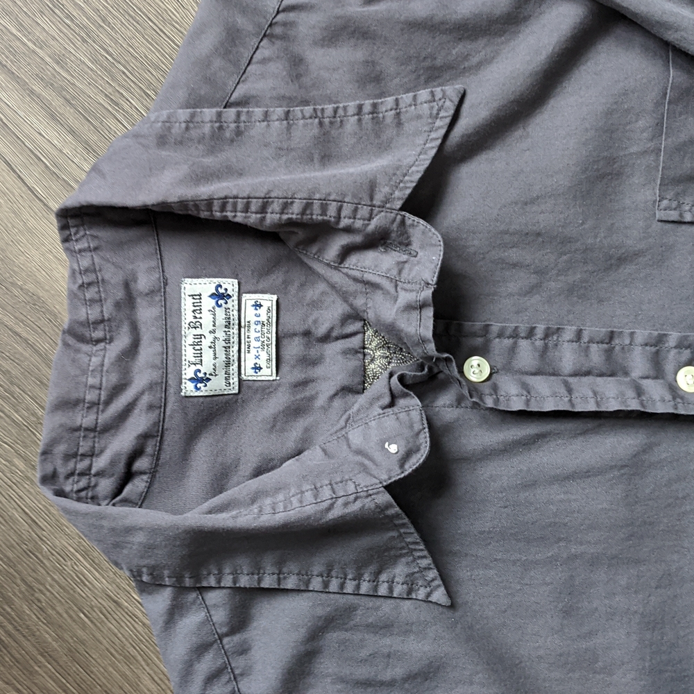 🎉HP🎉 Lucky Brand Gray Western Style Button Down Embroidered Shirt XL - Picture 4 of 14